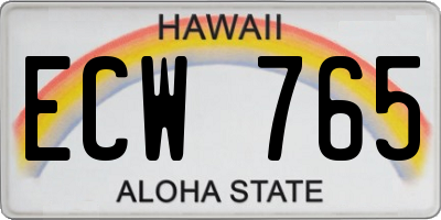 HI license plate ECW765