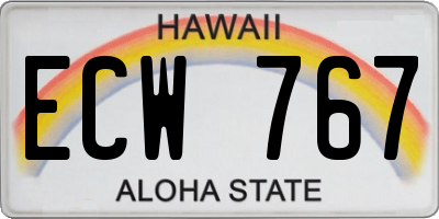 HI license plate ECW767
