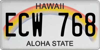 HI license plate ECW768