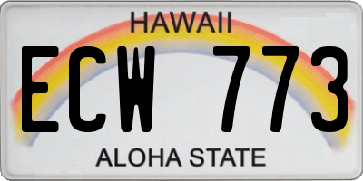 HI license plate ECW773