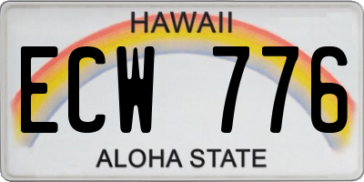 HI license plate ECW776
