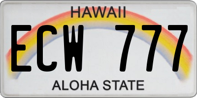 HI license plate ECW777