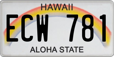 HI license plate ECW781