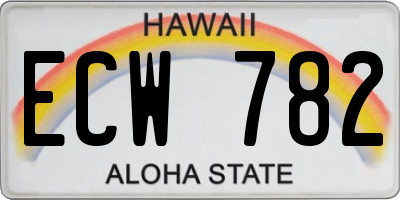 HI license plate ECW782