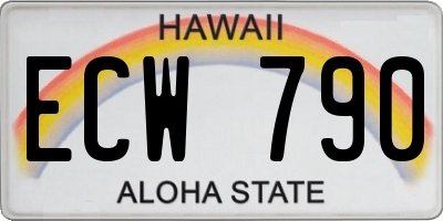 HI license plate ECW790