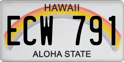 HI license plate ECW791