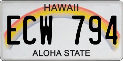 HI license plate ECW794