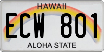 HI license plate ECW801