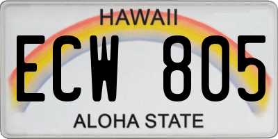 HI license plate ECW805
