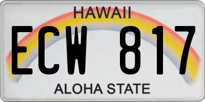 HI license plate ECW817