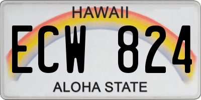 HI license plate ECW824
