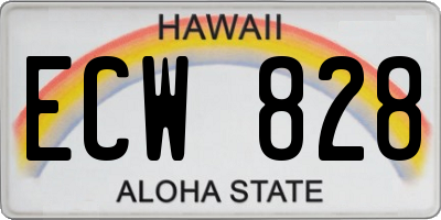HI license plate ECW828