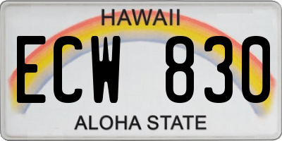 HI license plate ECW830