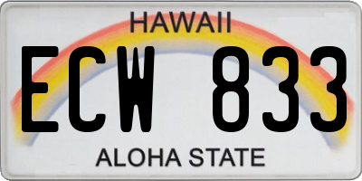 HI license plate ECW833