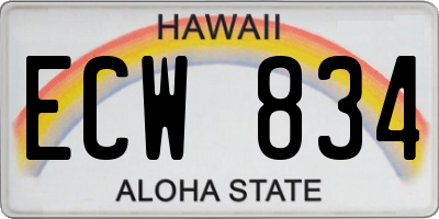 HI license plate ECW834