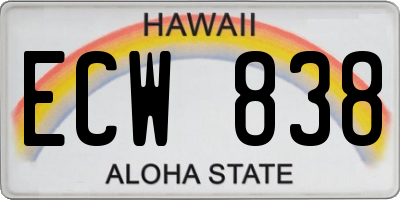 HI license plate ECW838