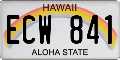 HI license plate ECW841