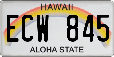 HI license plate ECW845