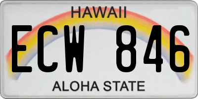 HI license plate ECW846