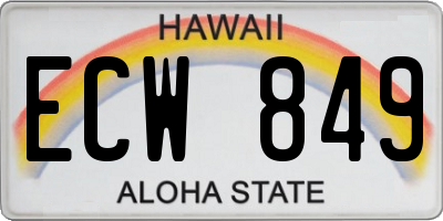 HI license plate ECW849