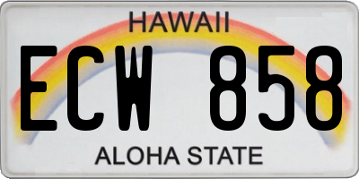 HI license plate ECW858
