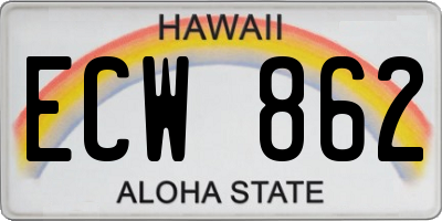 HI license plate ECW862