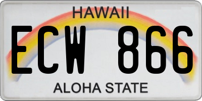HI license plate ECW866