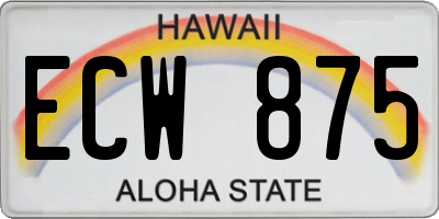 HI license plate ECW875