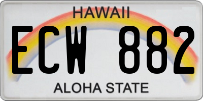 HI license plate ECW882