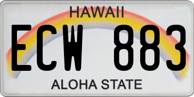 HI license plate ECW883