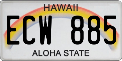 HI license plate ECW885