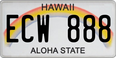 HI license plate ECW888