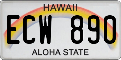 HI license plate ECW890