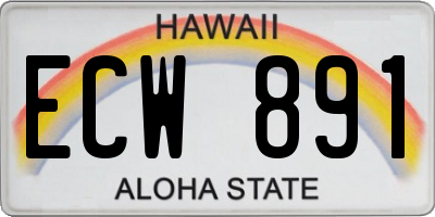 HI license plate ECW891