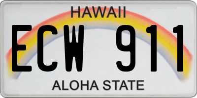 HI license plate ECW911