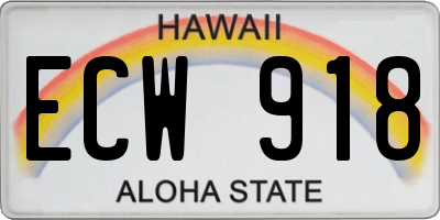 HI license plate ECW918