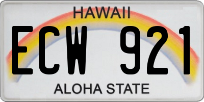 HI license plate ECW921