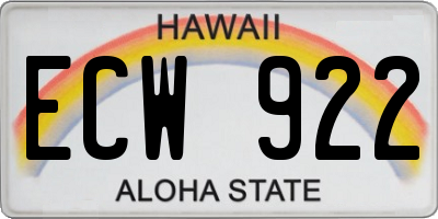 HI license plate ECW922