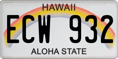 HI license plate ECW932