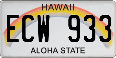 HI license plate ECW933
