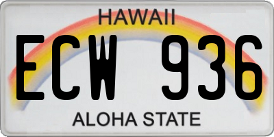 HI license plate ECW936