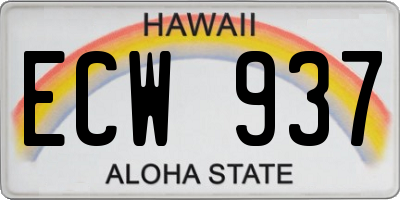 HI license plate ECW937