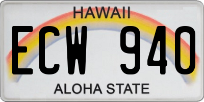 HI license plate ECW940