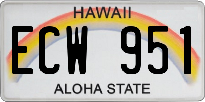 HI license plate ECW951