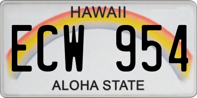 HI license plate ECW954