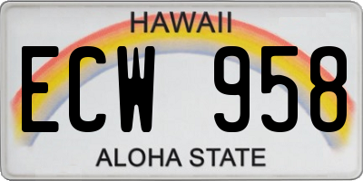HI license plate ECW958