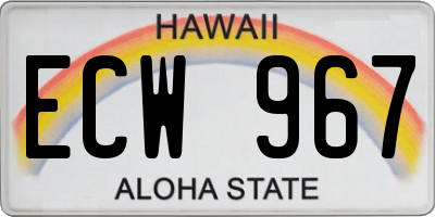 HI license plate ECW967