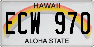 HI license plate ECW970