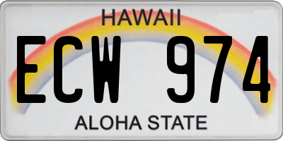 HI license plate ECW974
