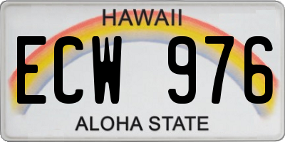 HI license plate ECW976